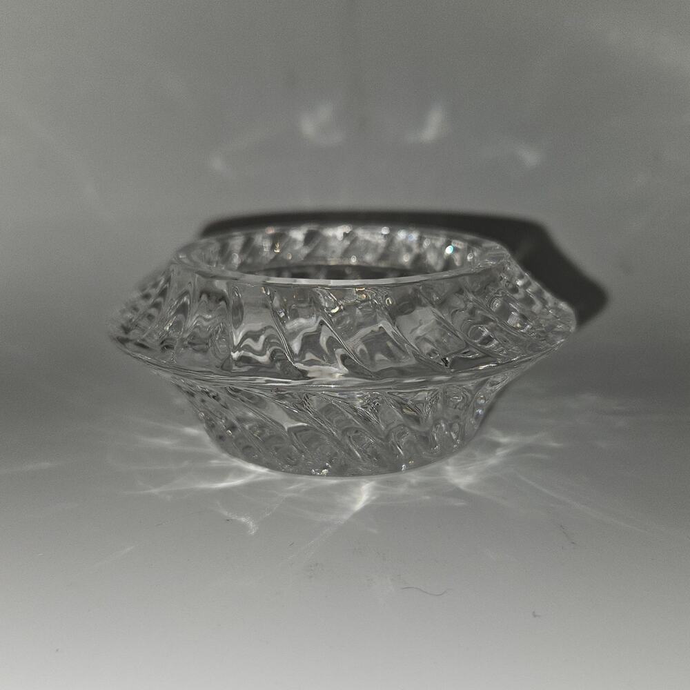Vintage Clear Pressed Glass Candle Holders Set of 2 Starburst Pattern